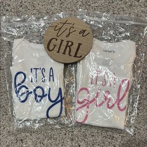 carter's Baby Bodysuits Set - It's a Boy (Blue) & It's a Girl (Pink)